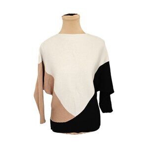 Northern Angel White Brown Black Bat Wing Sweater Sz M